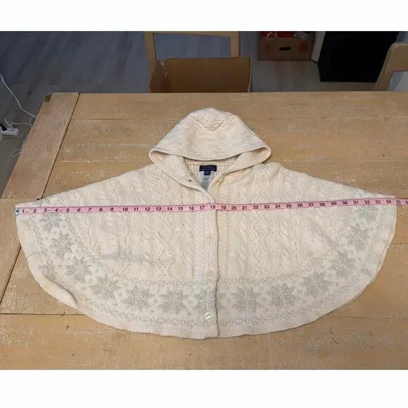 Polo Ralph lauren girls' cable-knit cape sz 4/5 - Picture 5 of 7